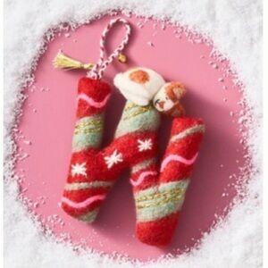 Anthropologie Forest Friends Monogram Wool Felt Ornament Monogram Initial W New